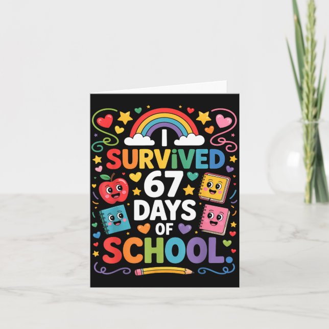 Tarjeta 67th Day Rainbow Teacher I Survived 67 Days Of Sch (Anverso)