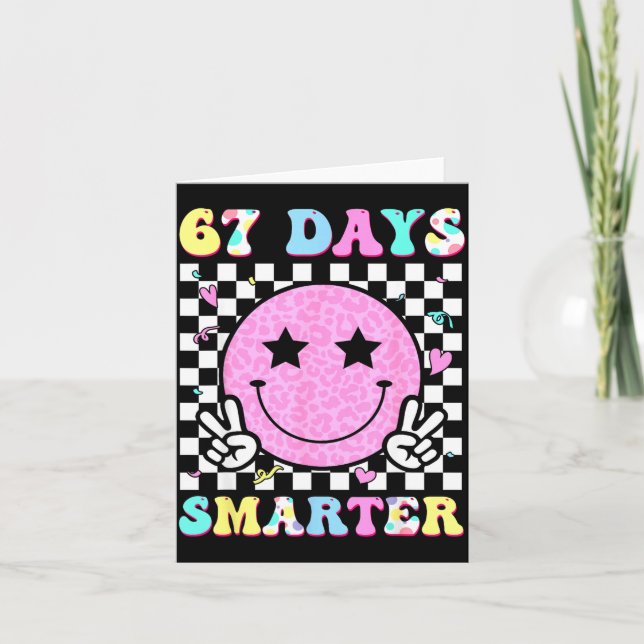 Tarjeta 67th Days Smarter Smile Face 67 Days School Teache (Anverso)