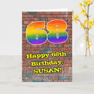 Tarjeta 68º cumpleaños: Arcoiris 68 inspirado en graffitis