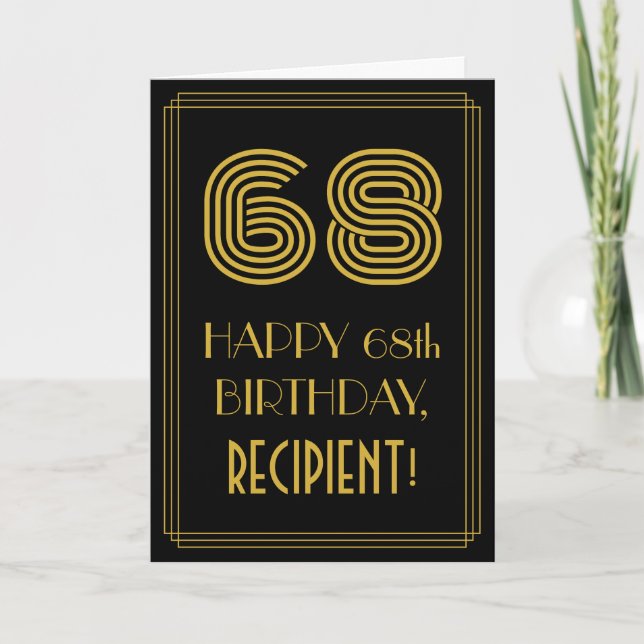 Tarjeta 68º cumpleaños: Aspecto inspirado en el Art Deco " (Anverso)