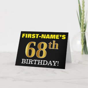 Tarjeta "68º CUMPLEAÑOS" de oro negro e imitación