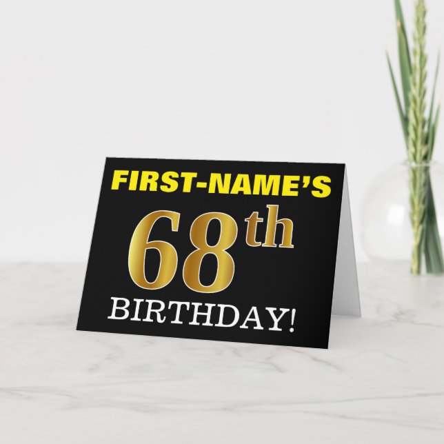 Tarjeta "68º CUMPLEAÑOS" de oro negro e imitación (Anverso)