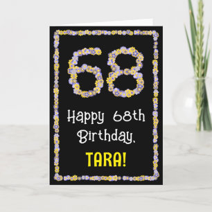 Tarjeta 68º cumpleaños: Flores florales número, nombre per
