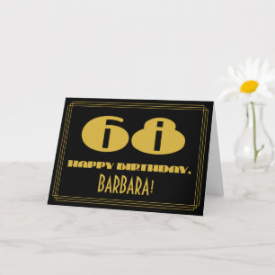 Tarjeta 68º cumpleaños: Nombre + Art Deco Inspirado Aspect