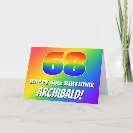 Tarjeta 68º cumpleaños: Patrón arcoiris multicolor # 68