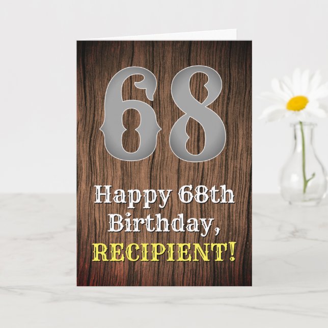 Tarjeta 68.º cumpleaños: Country Western Inspired Look, No (Planta pequeña)