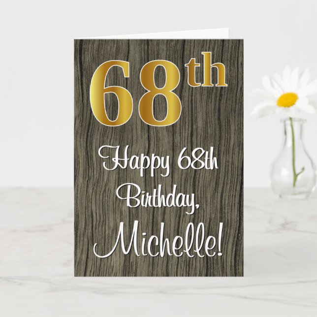 Tarjeta 68 Aniversario de la fecha: Elegante Faux Gold Loo (Planta pequeña)