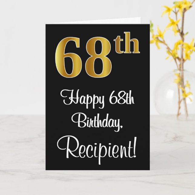 Tarjeta 68 Aniversario ~ Elegante Lujoso Faux Gold Look # (flor amarilla)