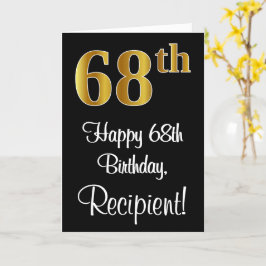 Tarjeta 68 Aniversario ~ Elegante Lujoso Faux Gold Look #