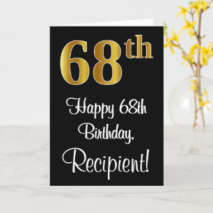 Tarjeta 68 Aniversario ~ Elegante Lujoso Faux Gold Look #