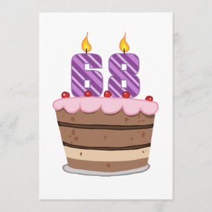 Tarjeta 68 años en el pastel de cumpleaños
