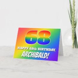 Tarjeta 68 cumpleaños: Patrón de arcoíris multicolor # 68