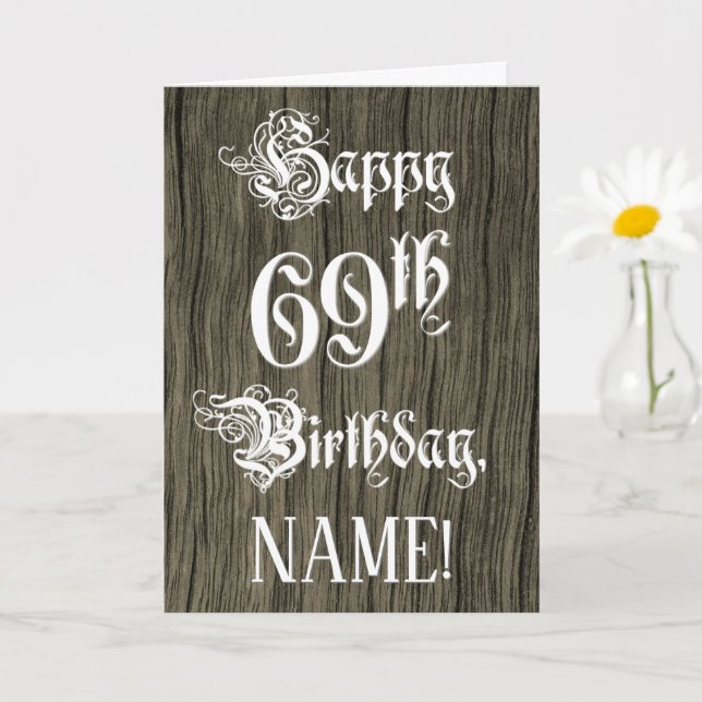 Tarjeta 69º Cumpleaños: Elegante y brillante texto; aparie (Planta pequeña)