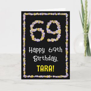 Tarjeta 69º cumpleaños: Flores florales número, nombre per