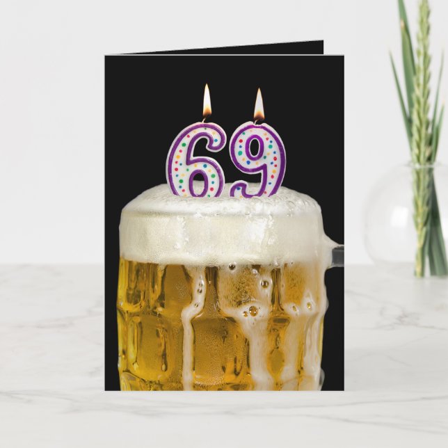 Tarjeta 69.ª Cerveza de cumpleaños con negro (Anverso)
