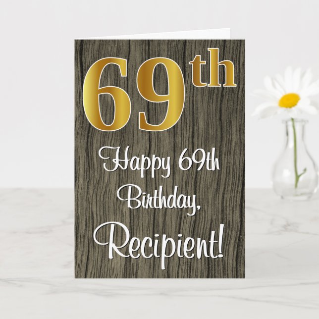 Tarjeta 69 cumpleaños: Elegante aspecto de falso oro #, Fa (Planta pequeña)