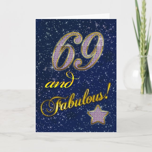 Tarjeta 69° cumpleaños para alguien Fabuloso (Anverso)