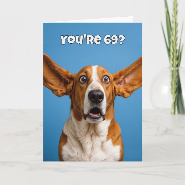 Tarjeta 69th Birthday Basset Hound Dog Humor (Anverso)