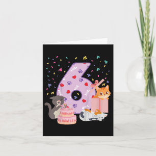 Tarjeta 6.ª Chica de Cumpleaños Cama De Gato De 6 Años