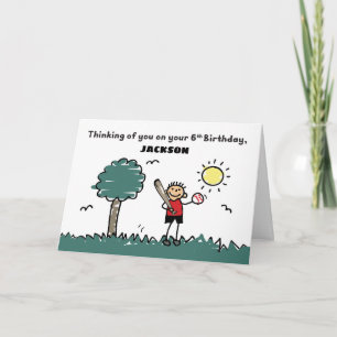 Tarjeta 6.ª Figura del Palo de Béisbol Birthday Custom Nam