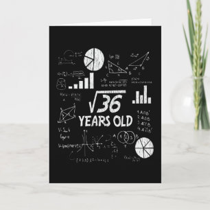 Tarjeta 6.ª raíz cuadrada de cumpleaños de 36 - cumpleaños