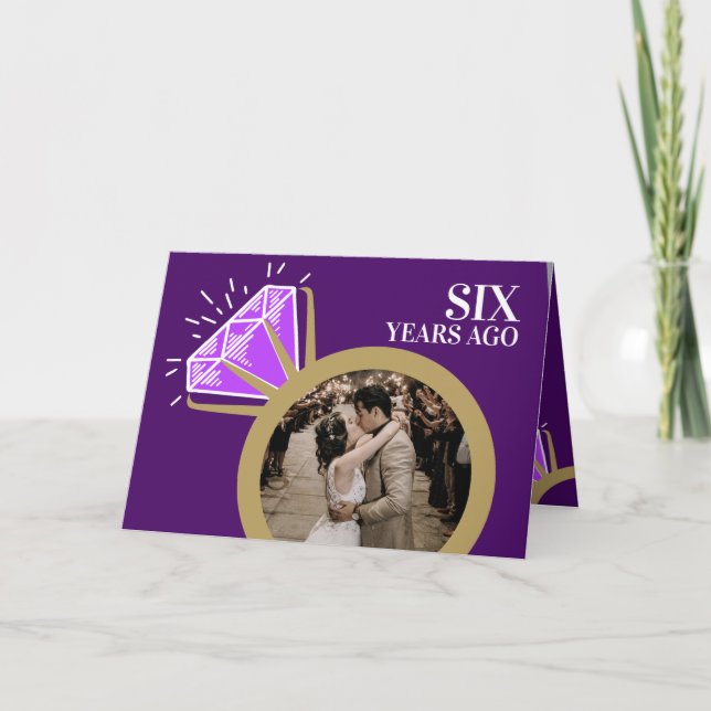 Tarjeta 6.º aniversario Amethyst ring morple photo (Anverso)