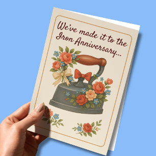 Tarjeta 6.º aniversario boda hierro romántico