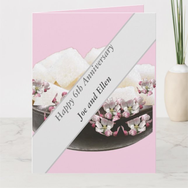 Tarjeta 6.º aniversario Boda, hierro y azúcar (Anverso)