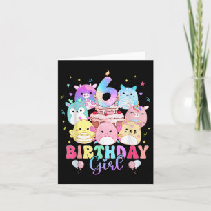 Tarjeta 6.º Chica de cumpleaños Squish Squad Mallow 6 años