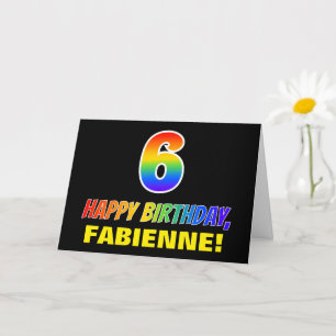 Tarjeta 6.º cumpleaños: audaz, divertido, simple, arcoiris