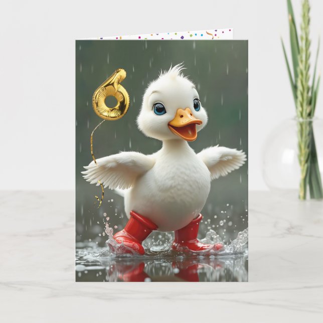 Tarjeta 6.º Cumpleaños Colapso Blanco en un charco de lluv (Anverso)