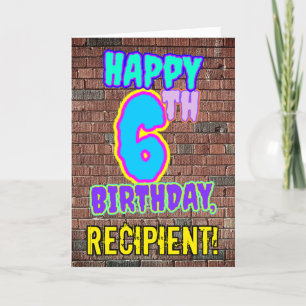 Tarjeta 6.º cumpleaños - Diversión, graffiti urbano inspir