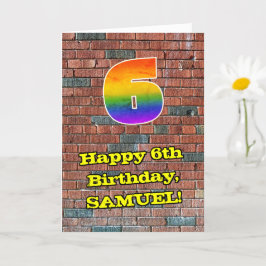 Tarjeta 6.º cumpleaños: El arcoiris 6 inspirado en graffit