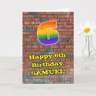 Tarjeta 6.º cumpleaños: El arcoiris 6 inspirado en graffit