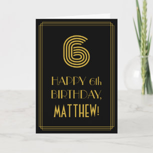 Tarjeta 6.º Cumpleaños: Estilo Art Deco inspirado "6" y no