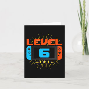 Tarjeta 6.º cumpleaños Niño Nivel 6 Videojuego desbloquead