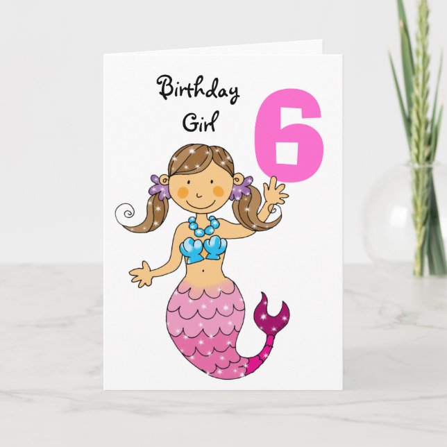Tarjeta 6.º regalo de cumpleaños para una chica, linda sir (Anverso)