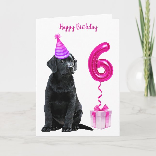 Tarjeta 6.º tema de los cachorros de cumpleaños - Cute Per (Anverso)