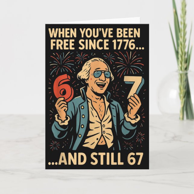 Tarjeta 6-7 7-6 George Washington Meme Divertido Diseño 67 (Anverso)
