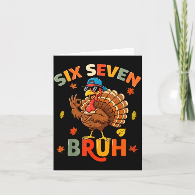 Tarjeta 6 7 Bruh Thanksgiving Shirts Boys Kids Funny Turke (Anverso)