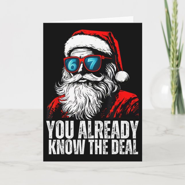Tarjeta 6 7 Cara de Santa Seis Siete Meme Divertido 67 Nav (Anverso)