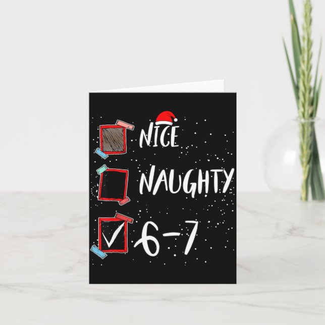 Tarjeta 6 7 Christmas 6-7 Meme Nice Naughty Brain Rot Gen  (Anverso)