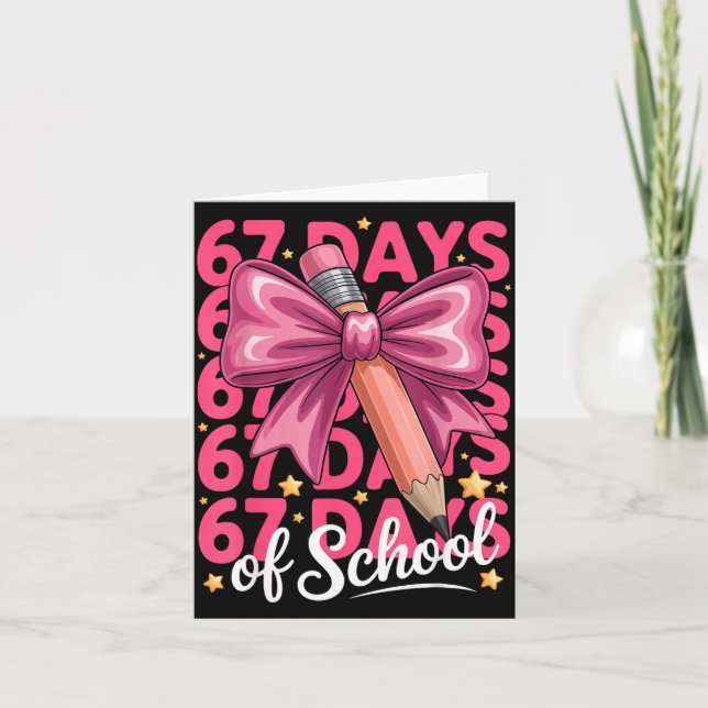 Tarjeta 6 7 Days Of School Girls Coquette Bow Cute Funny S (Anverso)