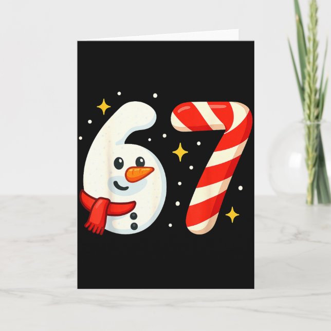 Tarjeta 6 7 Meme Christmas Shirt 67 Six Seven Snowman Boy  (Anverso)