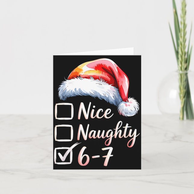 Tarjeta 6-7 Meme Funny Christmas Retro Santa Hat Xmas 6 7  (Anverso)