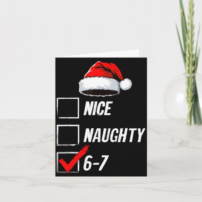 Tarjeta 6-7 Meme Nice Naughty 67 Christmas Brain Rot Funny (Anverso)