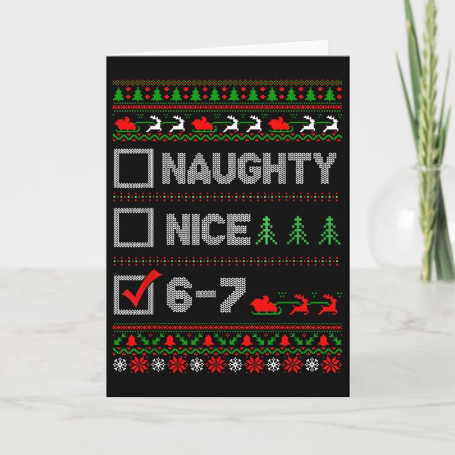 Tarjeta 6-7 Meme Nice Naughty 67 Christmas Brain Rot Funny (Anverso)