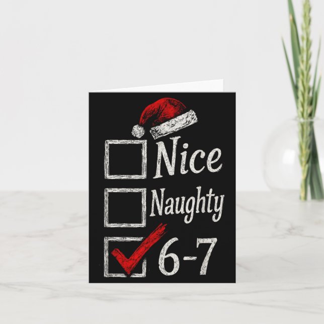 Tarjeta 6-7 Meme Nice Naughty 67 Christmas Brain Rot Funny (Anverso)