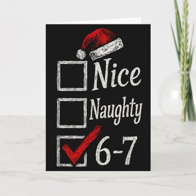 Tarjeta 6-7 Meme Nice Naughty 67 Christmas Brain Rot Funny (Anverso)