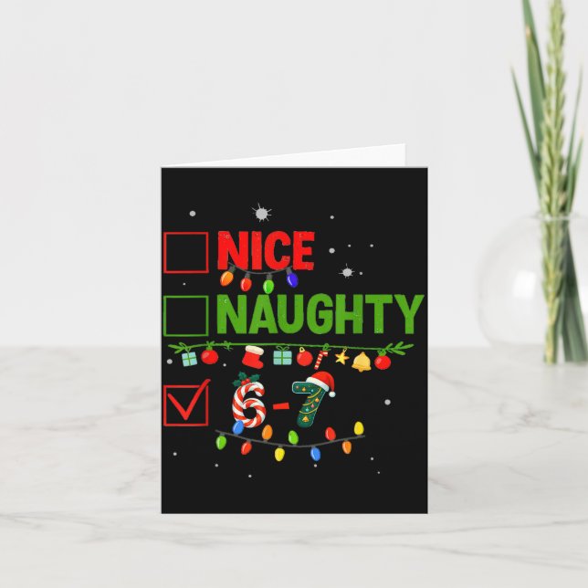 Tarjeta 6-7 Meme Nice Naughty 67 Christmas Brain Rot Funny (Anverso)